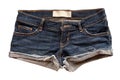 Fashion jean shorts lack ripped handmade with on white background. Royalty Free Stock Photo