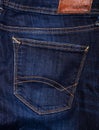 Fashion jeans details - back pocket. denim background. studio shot