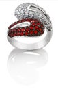 Fashion jewellery ring on a white