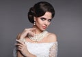 Fashion jewelry. Elegant fashionable woman portrait. Retro hair Royalty Free Stock Photo