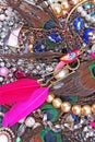 Fashion jewelrys. Fashion jewels as background. Jewelery texture. A lot of Jewells in texture. Jewellery background Royalty Free Stock Photo