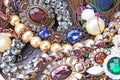 Fashion jewelrys. Fashion jewels as background. Jewelery texture. A lot of Jewells in texture. Jewellery background Royalty Free Stock Photo