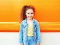 Fashion kid concept - portrait of stylish little girl child wear Royalty Free Stock Photo