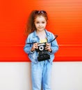 Fashion kid concept - portrait of stylish little girl child Royalty Free Stock Photo