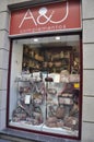 Bilbao, 13th april: Leather Bags Shop from Downtown of Bilbao city in Basque Country of Spain