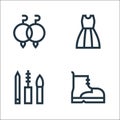 fashion line icons. linear set. quality vector line set such as boot, make up, dress