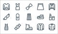 Fashion line icons. linear set. quality vector line set such as coat, boot, dress, cardigan, watch, glasses, shoe, skirt, dress