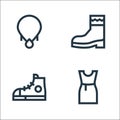 fashion line icons. linear set. quality vector line set such as dress, sport shoes, boot