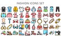 Fashion lineal multi color icons pack