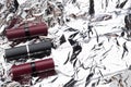 Fashion lipsticks on shiny silver, abstract background Royalty Free Stock Photo