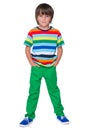 Fashion little boy in the green pants