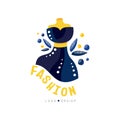 Fashion logo design, fashion clothes shop, boutique, beauty salon, dress store label vector Illustration