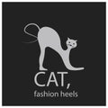 Fashion logo shoes cat vector illustration design background