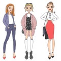 Fashion look girl beautiful girl woman female pretty young model style lady character vector illustration