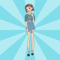 Fashion look girl beautiful girl woman female pretty young model style lady character vector illustration