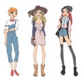 Fashion look girl beautiful girl woman female pretty young model style lady character vector illustration