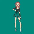 Fashion look girl beautiful girl woman female pretty young model style lady character vector illustration