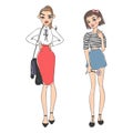 Fashion look girl beautiful girl woman female pretty young model style lady character vector illustration