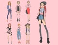 Fashion look girl beautiful girl woman female pretty young model style lady character vector illustration