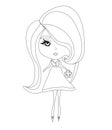 Fashion lovely girl on shopping, doodle illustration Royalty Free Stock Photo