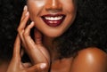 Fashion makeup. Close-up of lips African American young woman. Royalty Free Stock Photo