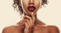 Fashion makeup. Close-up of lips African American young woman. Royalty Free Stock Photo