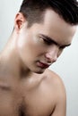 Fashion male model with drops on face Royalty Free Stock Photo