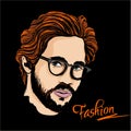 Fashion man face vectot illustration male model hairstyle