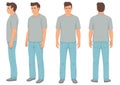 fashion man isolated, front, back and side view,