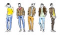 Fashion man. Fashion men sketches on a white background.