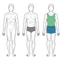 Fashion man outlined template full length figure silhouette