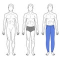 Fashion man outlined template full length figure silhouette