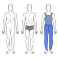 Fashion man outlined template full length figure silhouette