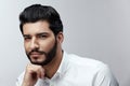 Fashion Man Portrait. Male Model With Hair Style And Beard