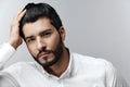 Fashion Man Portrait. Male Model With Hair Style And Beard Royalty Free Stock Photo