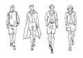 Fashion man. Set of fashionable men`s sketches Royalty Free Stock Photo