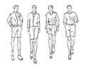 Fashion man. Set of fashionable men`s sketches on a white backgr Royalty Free Stock Photo