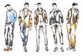 Fashion man. Set of fashionable men`s sketches Royalty Free Stock Photo