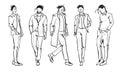 Fashion man. Set of fashionable men`s sketches Royalty Free Stock Photo