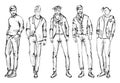 Fashion man. Set of fashionable men`s sketches Royalty Free Stock Photo