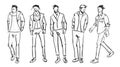 Fashion man. Set of fashionable men`s sketches Royalty Free Stock Photo