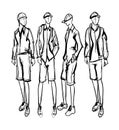 Fashion man. Set of fashionable Spring men`s sketches