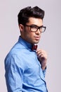 Fashion man wearing bow tie and glasses Royalty Free Stock Photo