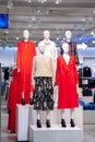 Fashion Mannequins Standing In Store Window Display Of Women& x27;s Casual dress Clothing Shop In Shopping Mall - sale, shopping,