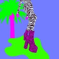 Fashion minimal illustration. Stylish Disco Girl. Beach Party concept