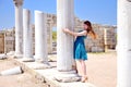 Fashion model in the ancient town Royalty Free Stock Photo