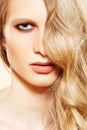 Fashion model. Beautiful long blond hair, make-up Royalty Free Stock Photo
