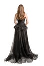 Fashion Model Black Dress, Woman Long Gown Back Rear View, Girl Looking Away, White