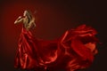 Fashion Model Dance in Red Dress, Dancing Beautiful Woman Royalty Free Stock Photo