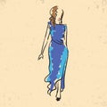 fashion model in elegant dress. Vector illustration decorative design Royalty Free Stock Photo